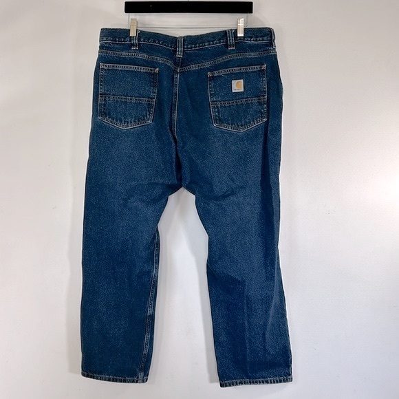 Carhartt Relaxed Fit 42x32 Straight Leg Heavy Duty Cotton Classic Denim Jeans - Picture 10 of 16
